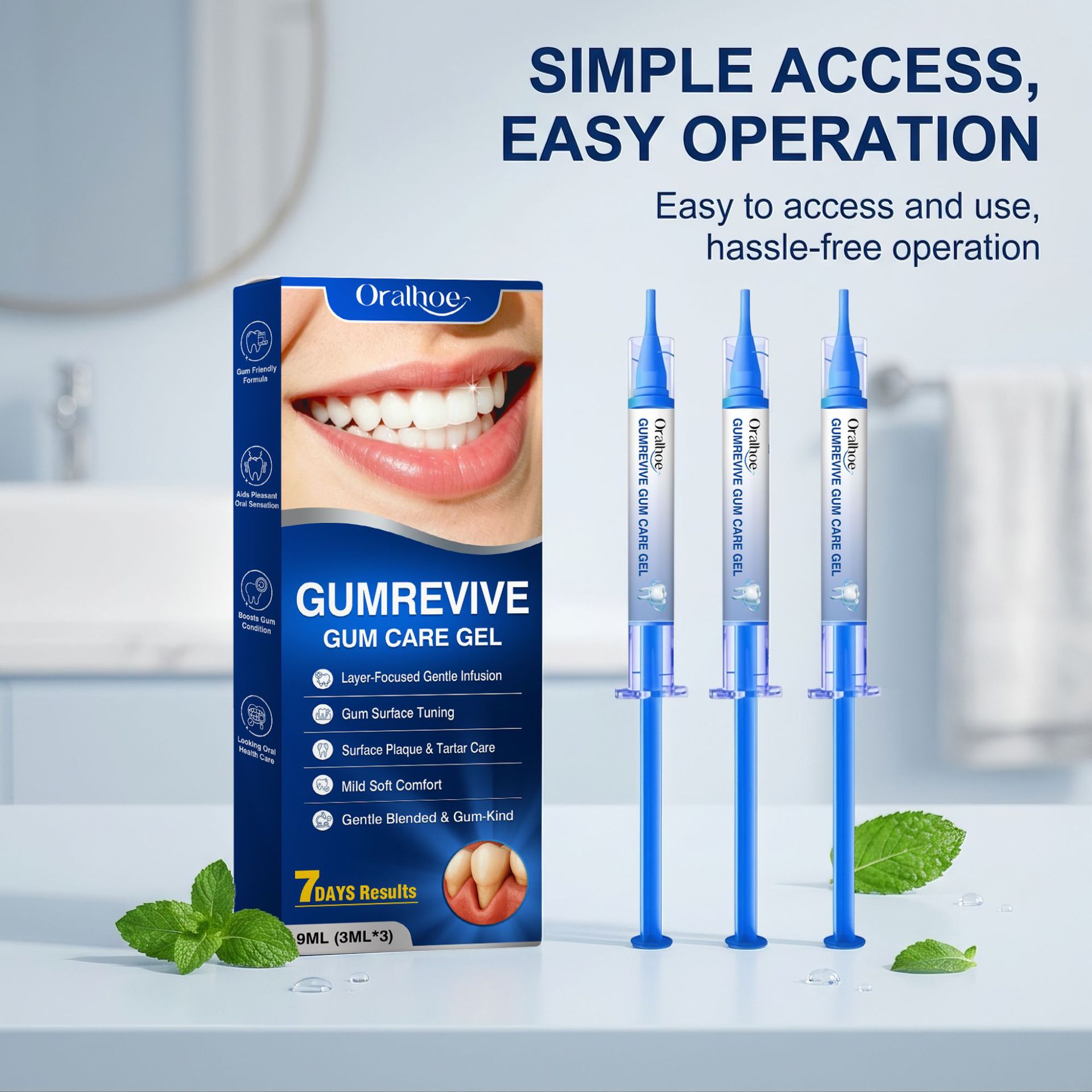 Teeth Whitening Gel Peroxide - オーラルケアジェル 3個入り歯茎洗浄シリンジキット、毎日の家庭用に適した優しい歯と歯茎の衛生ジェル 9ml