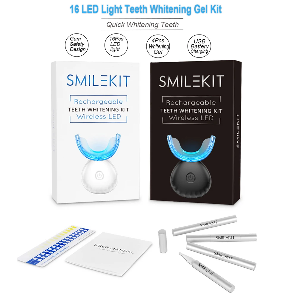 歯科歯ホワイトニングキットミニ 16 LED コールドライト - Teeth Whitening Gel Peroxide のレビューと価格
